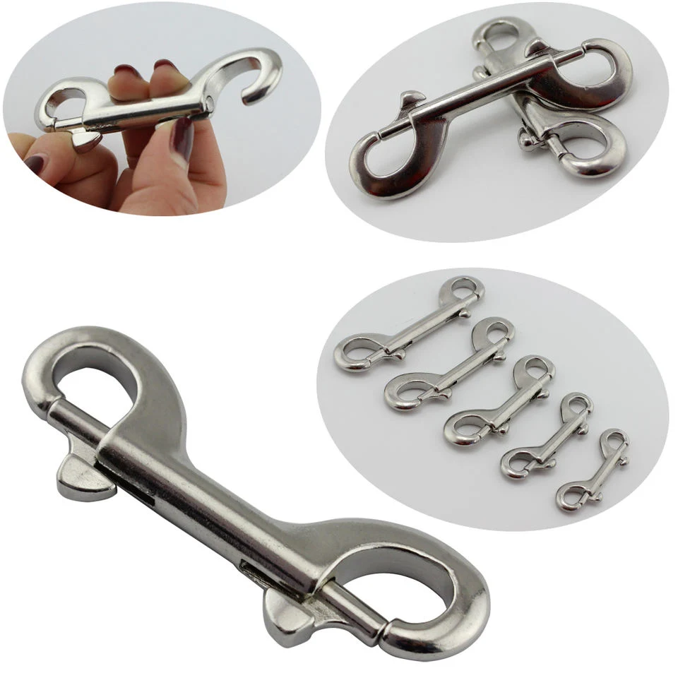 High quality/High cost performance  Stainless Steel 316 Double Head Snap Hook Diving Quick Dog Hook Double Eye Spring Hook