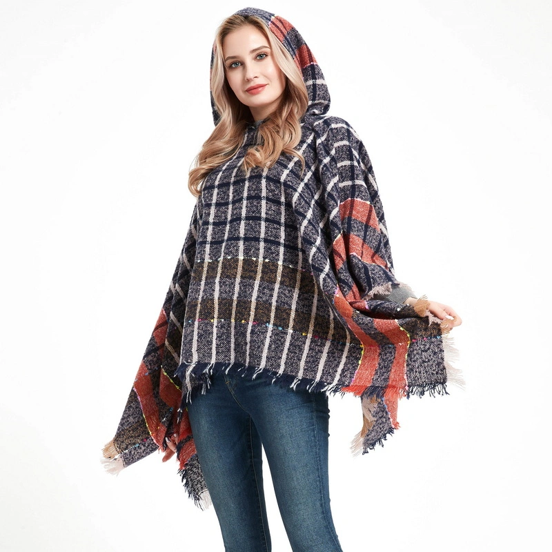 High Quality Winter Hooes Cape Poncho للنساء