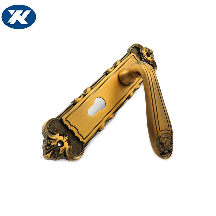 Luxurious Zinc Alloy Wooden Door Glass Door Aluminum Door Handle on Plate Antique Design Door Handle Lock Set