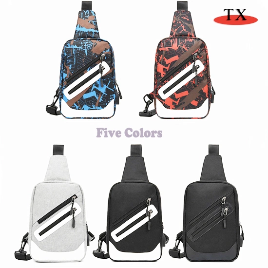 High quality/High cost performance  Colorful Outdoor Oxford Fabric Men's USB Charger Waist Bag