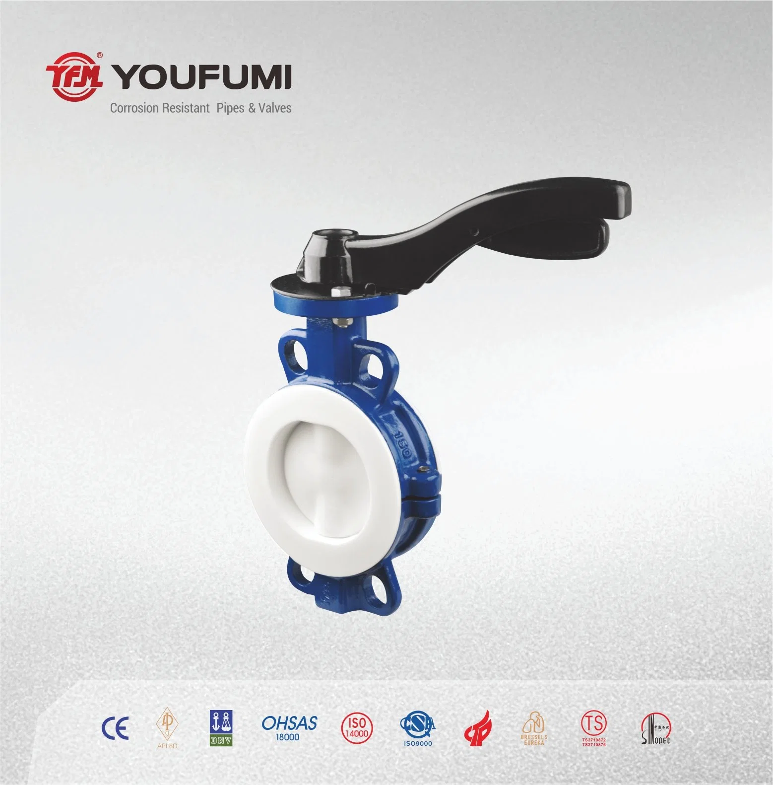 PTFE Full Lined Lug Type Butterfly Valve for Printing and Dyeing