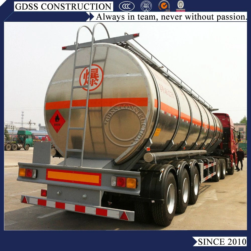 3 Axles Acid Alkaline Chemical Solvent Solution Liquid Container Bulk Truck Tractor Heavy Duty Drum Utility Trailer Oil Fuel Semi Trailer Aluminum Tanker