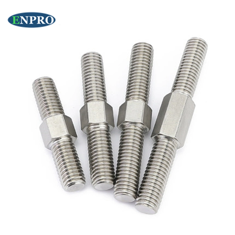 304 Stainless Steel Double Head Screw Bolt Screw Rod Two End Toothed Rod Threaded Bolt Stud with Hex Middle
