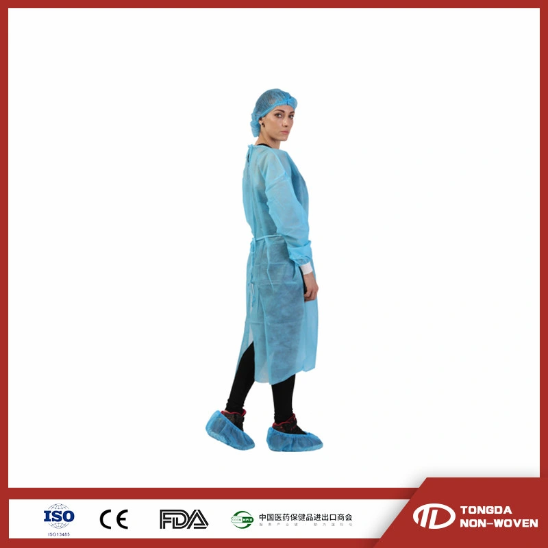 CE, ISO13485 Sterile Impervious Yellow/Blue/SMS/PP/Nonwoven/CPE Protective Surgical Gown and Isolation Gown