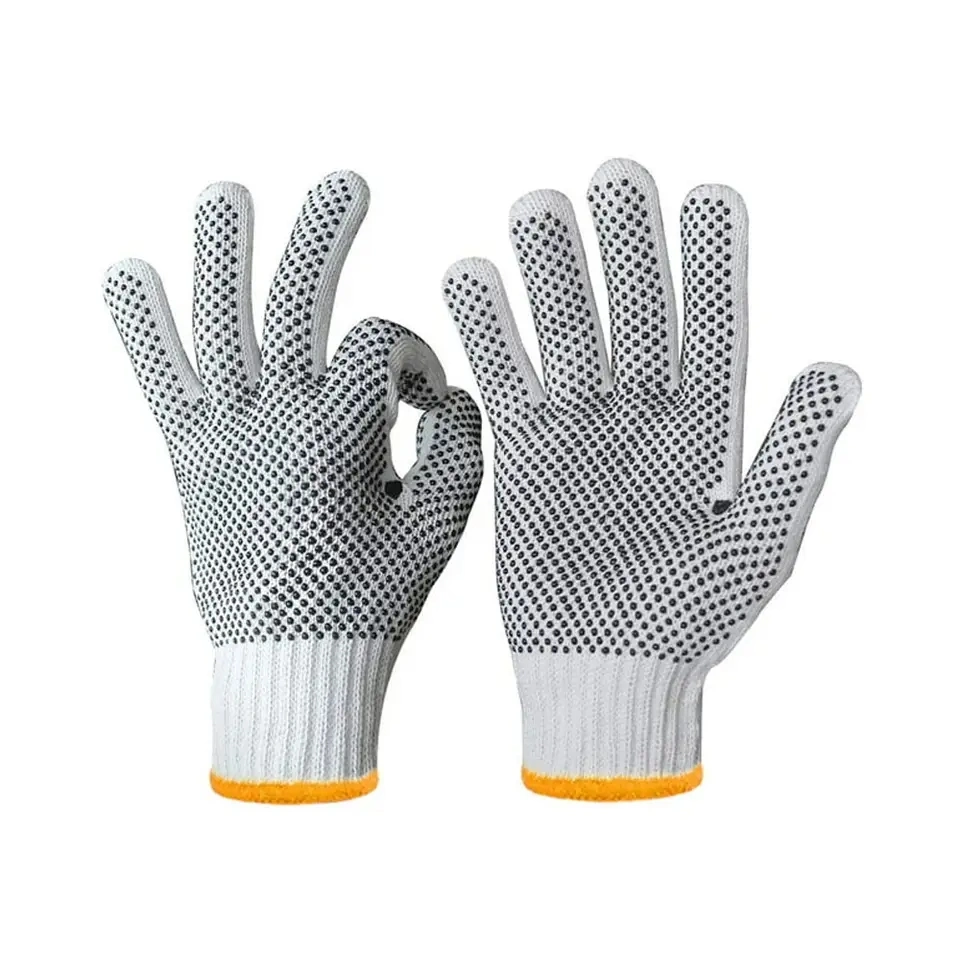 Good Quality Factory Directly Polyester Cotton Cut Resistant Anti-Slip White Work Safety Protection Gloves