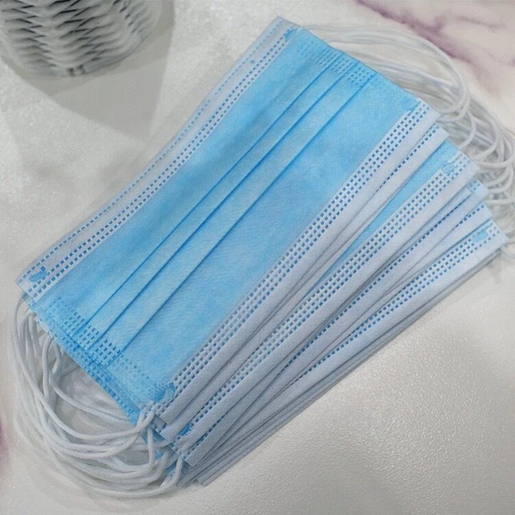 Blue Earloop Pleated 3 Ply Disposable Flat Face Mask