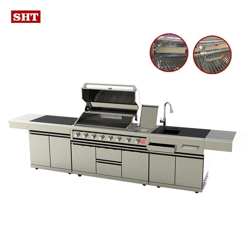 Modern Outdoor Drawers Kitchen 304 Stainless Steel Sink Refrigerator Grill