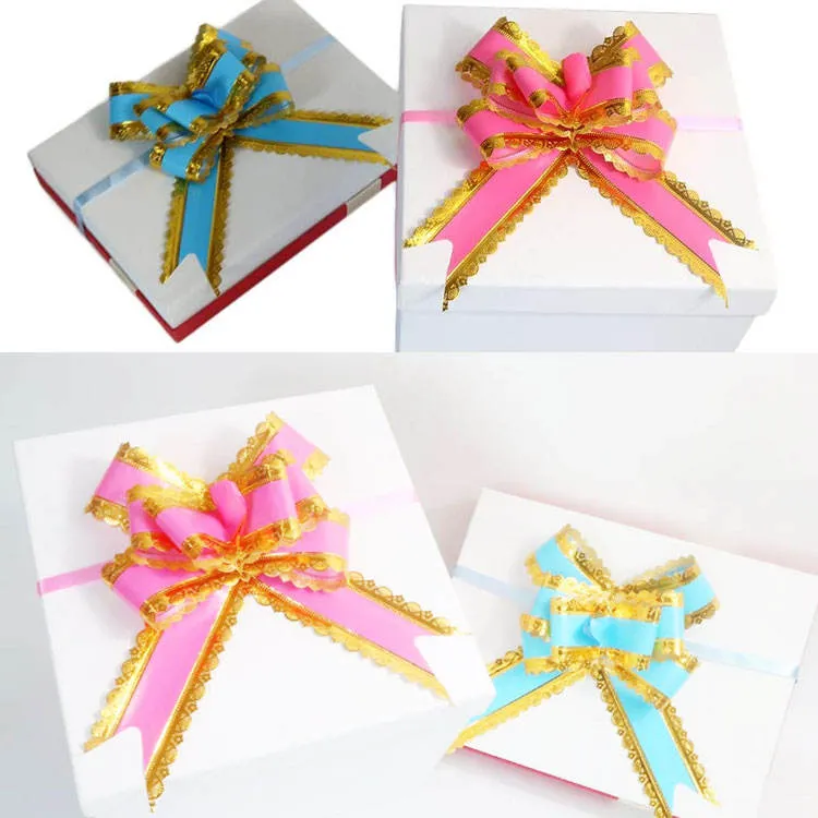 Promotion Gift Basket Packaging Printed Paws Elastic Butterfly Ribbon Pull Bows for Cars Decoration