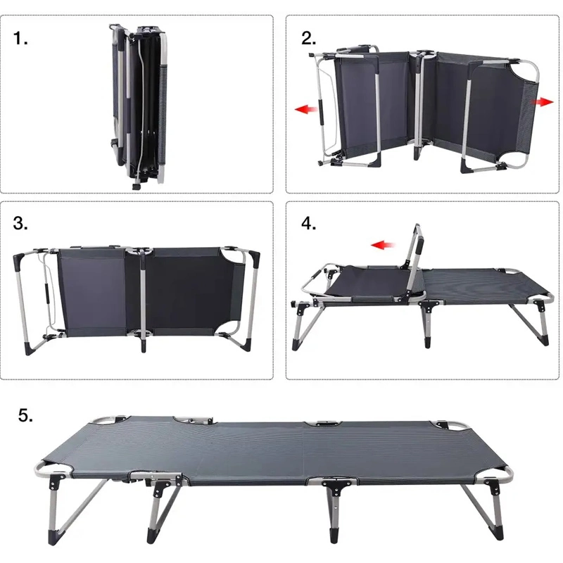 3 posiciones Cot Patio cama plegable para Camping de Playa Piscina