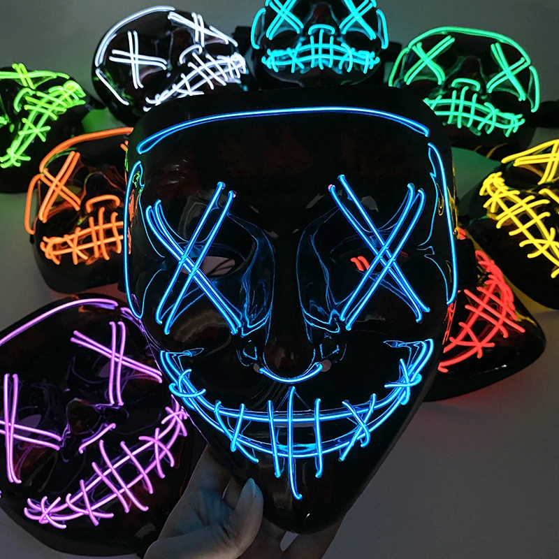 Halloween Scary Glowing Mask Demon Slayer Neon LED Mask for Masquerade