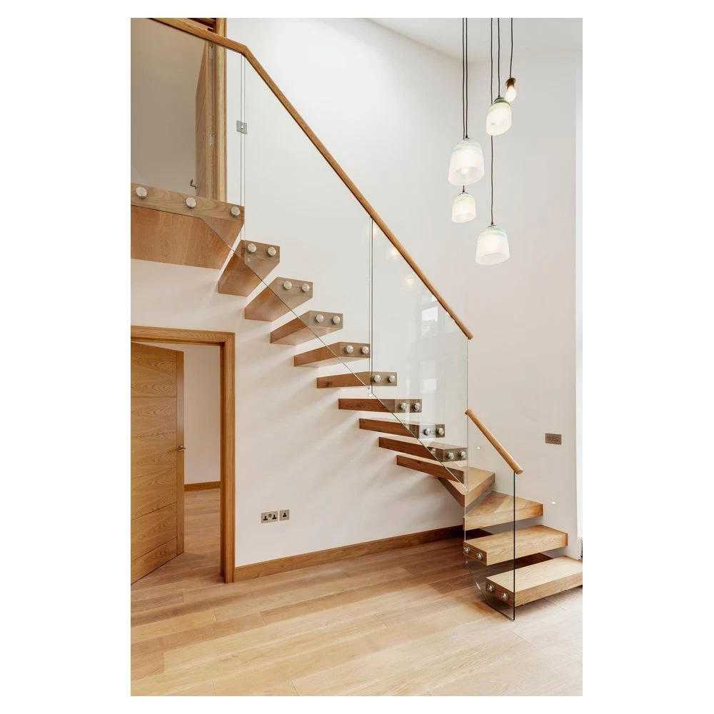 LED Stairs Modern Style Floating Stairs Wooden Stairs