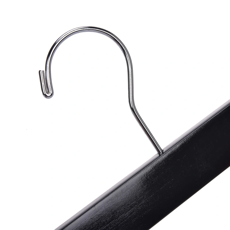 Custom Black Wooden Pants Hanger with Metal Anti-Slip Clamp