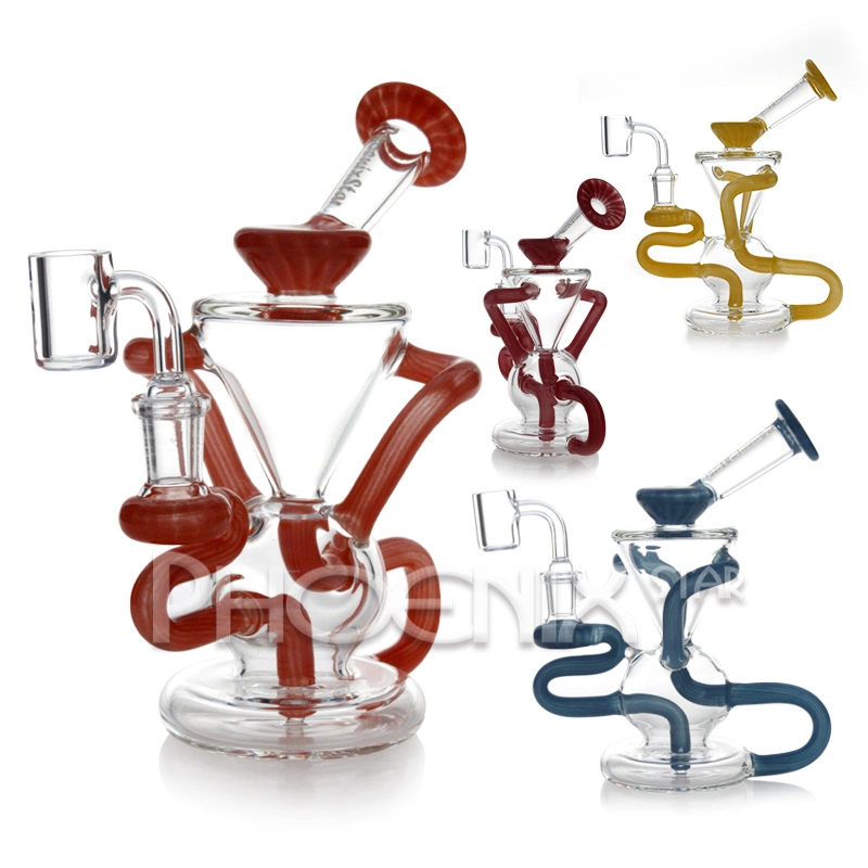 Phoenix Star 7.5 Inches Imported American Color 14mm Male Quartz Banger Recycler Oil Rig Glass Smoking Water Pipe