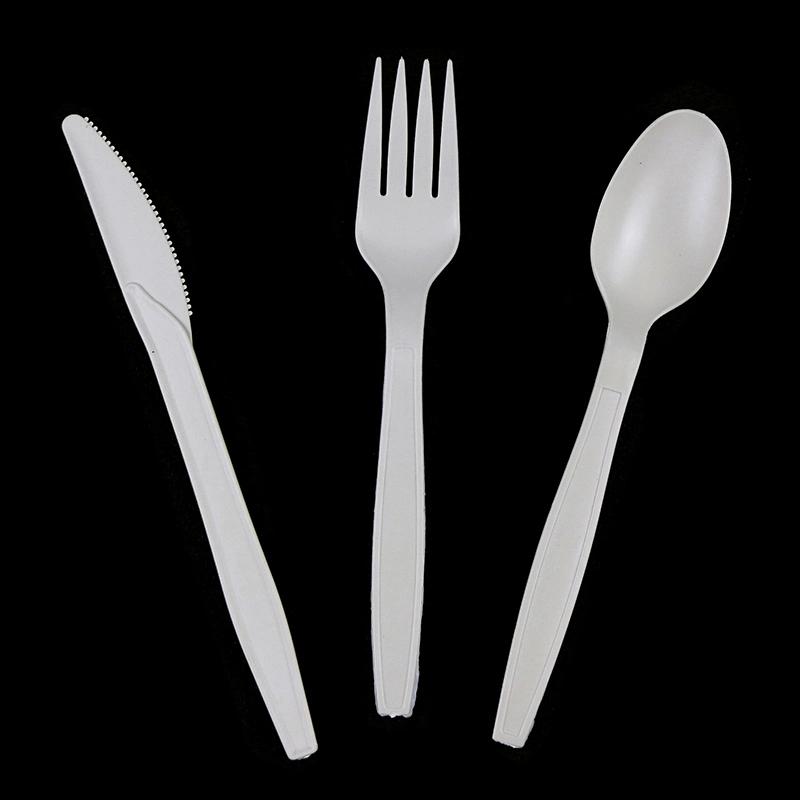 100% Biodegrad Compost Disposable PLA Knife Fork Ice Cream Tea Spoon Cutlery Set Dinnerware Tableware