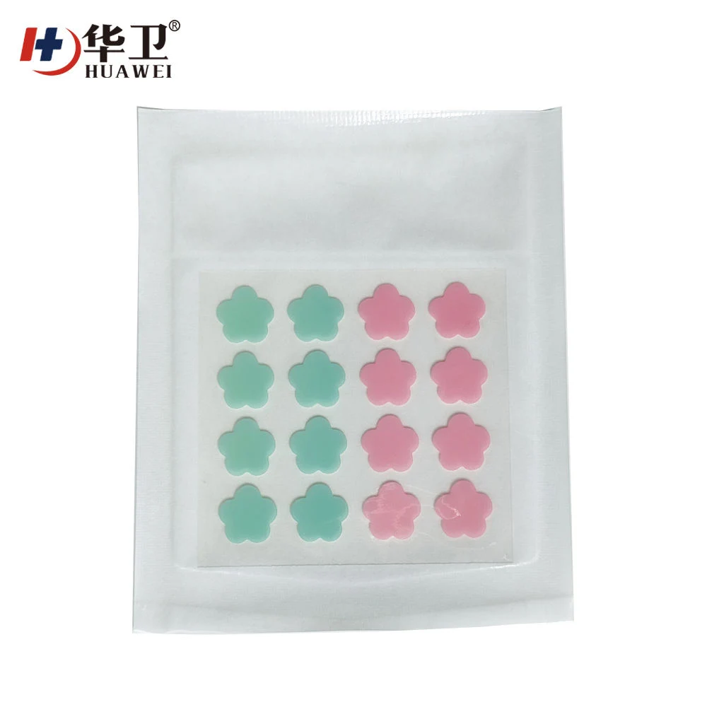 China dos forma de flor de color OEM Parche hidrocoloide espinillas Acné El acné mancha facial Tratamiento de manchas de parche 20puntos/parche parche Limpieza Facial