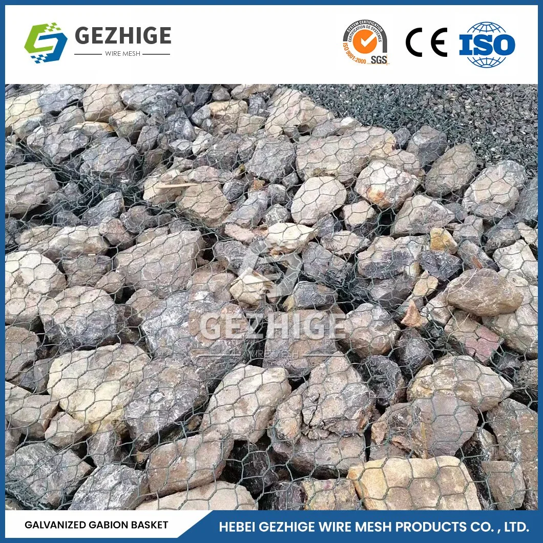 Gezhige 80X100 mm Galvanized Steel Gabion Cage Manufacturers 3.0-4.0mm Selvedge Wire Thickness PVC Coated Steel Mesh Gabion China 2.0*1.0*1.0 M Galvanized Mesh