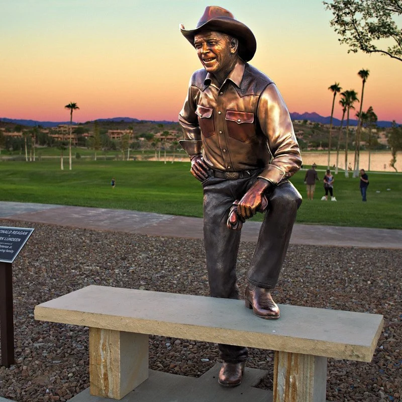 Outdoor Life-Size Ronald Reagan Brass Sculpture Public City Art