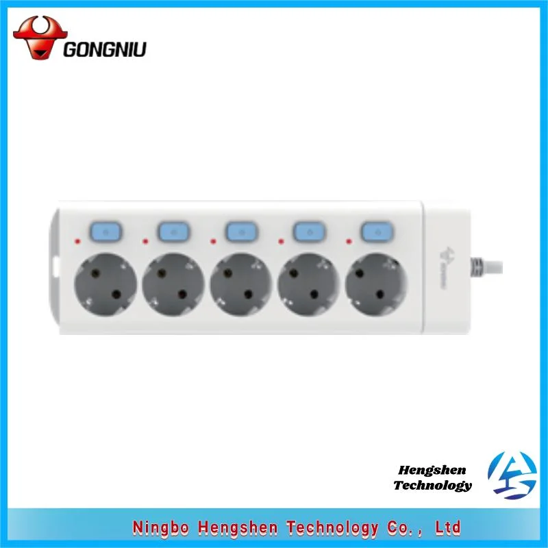 Nuevo diseño de la energía de expansión USB de conector hembra estándar europeo de 3 vías Toma Euro Power Strip con cargador USB 2