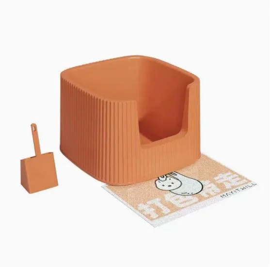 XXL Container Shape Pet Toilet Open Easy to Clean Cat Litter Box with Free Litter Mat and Scoop