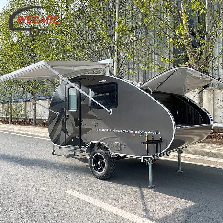 Onlywe Luxury Small Lightweight Teardrop Camper Trailer Mini Caravan with Tent