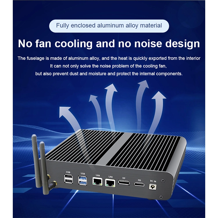 Factory ODM Minipc 4*USB3.0 2 * LAN Dual Antenna WiFi 1*Dp Iris Plus Graphics Silent Smart Cooling Fan Desktop Mini PCS