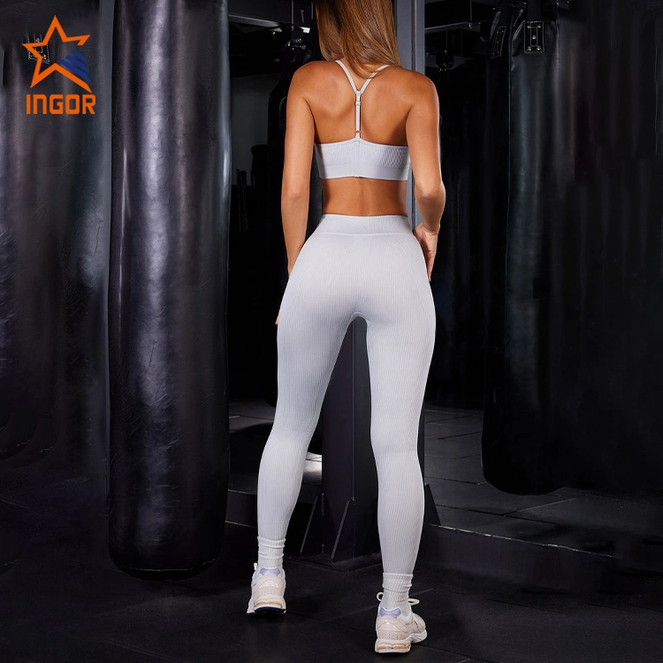 Ingor Sportswear Custom Activewear Women Wholesale/Supplier Clothing Seamless Sports Bra & Leggings Set Tracksuit Yoga Fitness Running Workout Gym Wear