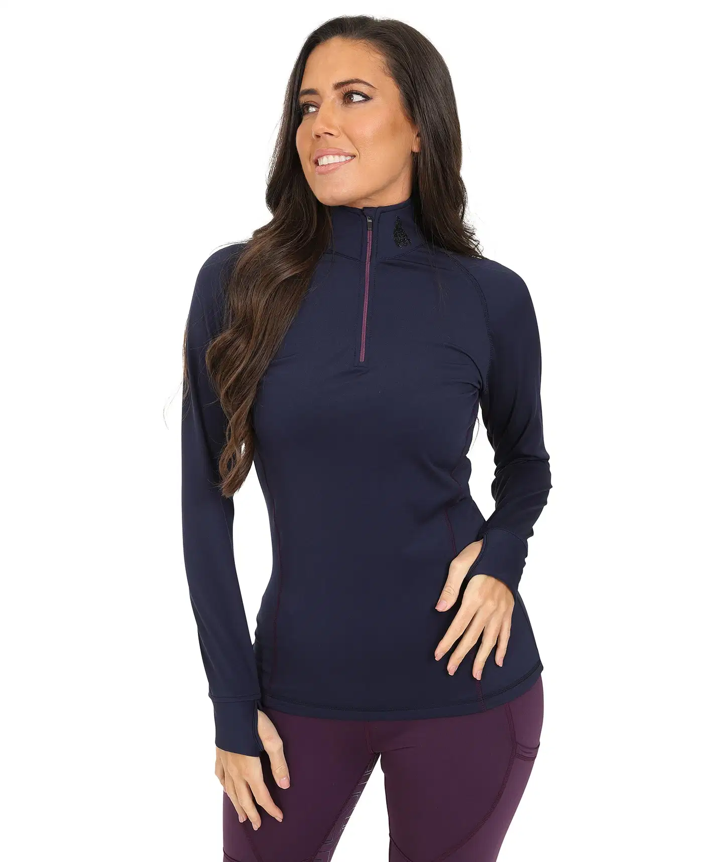 Superventas de la mujer Slim Fit camiseta el agujero del pulgar ecuestres Equitación Equitación Deportes de la Mujer Camiseta