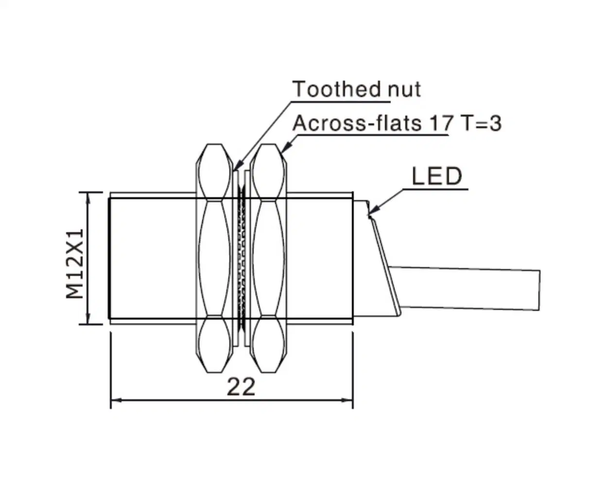 M12 Short-Body Inductive Proximity Switch with 2 Meters Wire