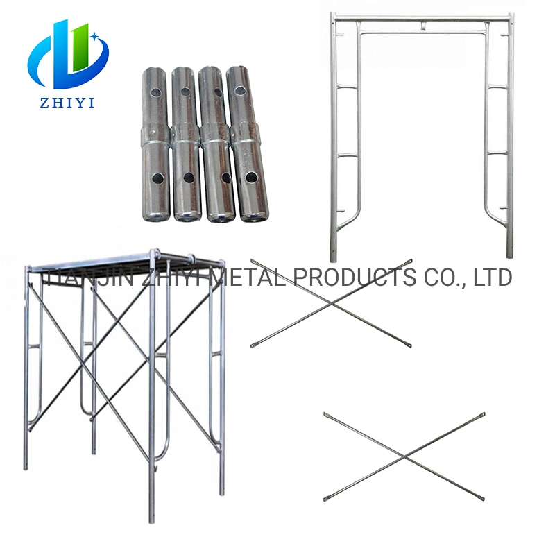 Échafaudage de maçonnerie à système de cadre en porte à pince en acier à travers une échelle de construction de haute qualité.