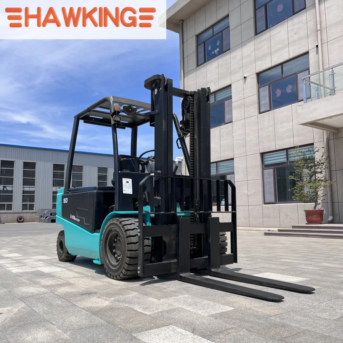 Triplex Mast 5 Ton Litio Forklift neumático sólido Forklift eléctrico Camión