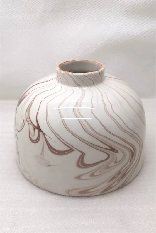 Marbled Ceramic Vase Chinese Splashing Ink Faux Marble Finish Flower Vase Home Vase for Office Decoration, Home, Bedroom Restaurant