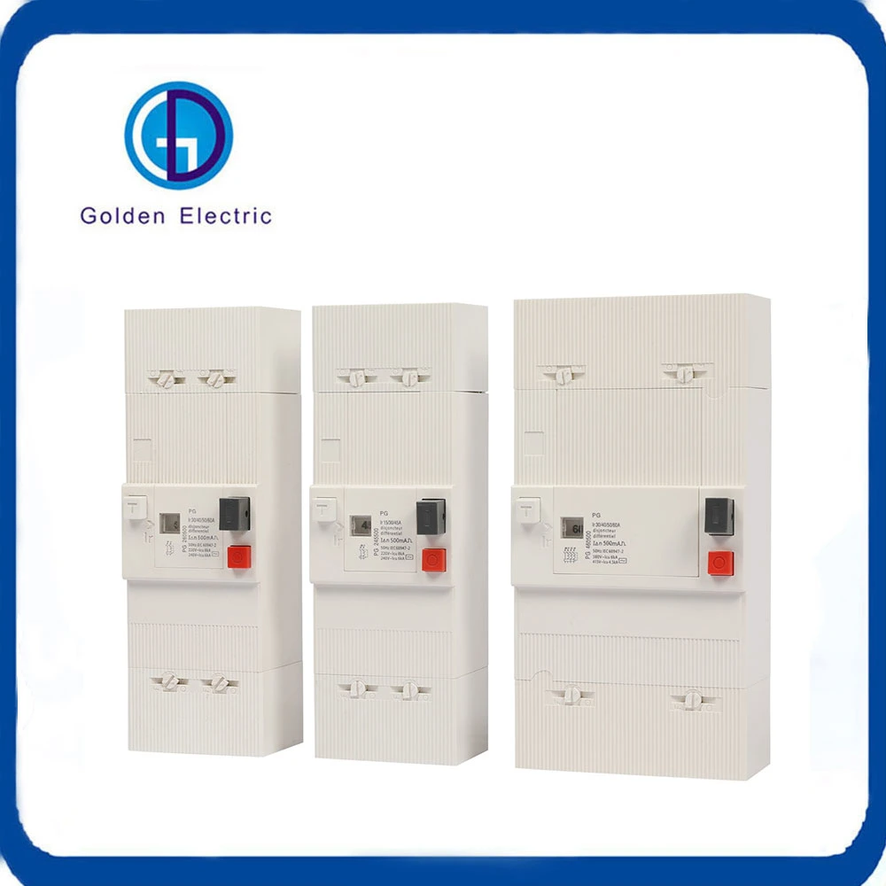 El disyuntor de corriente residual ajustables 230V/400V 2P 4P de la serie PG ELCB RCCB Disyuntores diferenciales