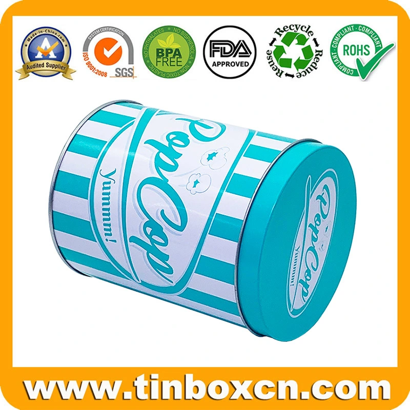 0.5 Gallon Small Round Metal Popcorn Tin Can with Lid