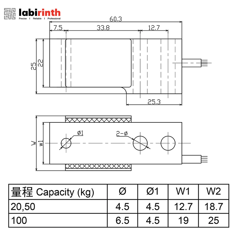 Mbb 20kg 50kg 100kg Micro Bending Beam Load Cell Low Profile Platform Scale Weighing Sensor Loadcells