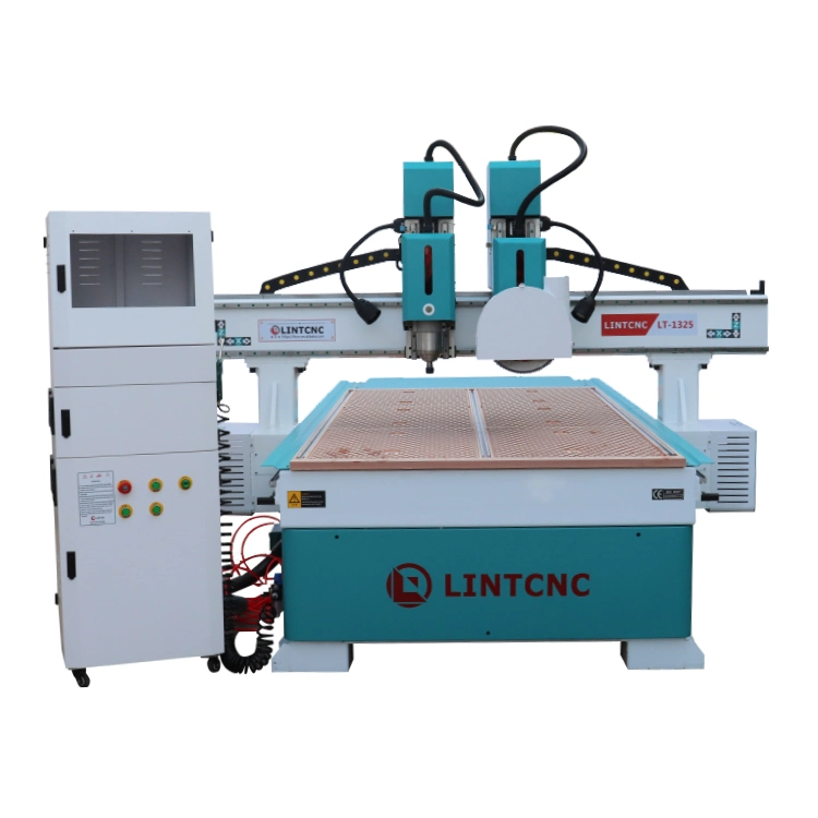 Stable 2 Heads Automatic 3D Wood Carving CNC Router 1325 1525 1530 2030 CNC Router Machine with Saw Blade for Engraving Cutting Wood Kitchen Cabinet Door Metal