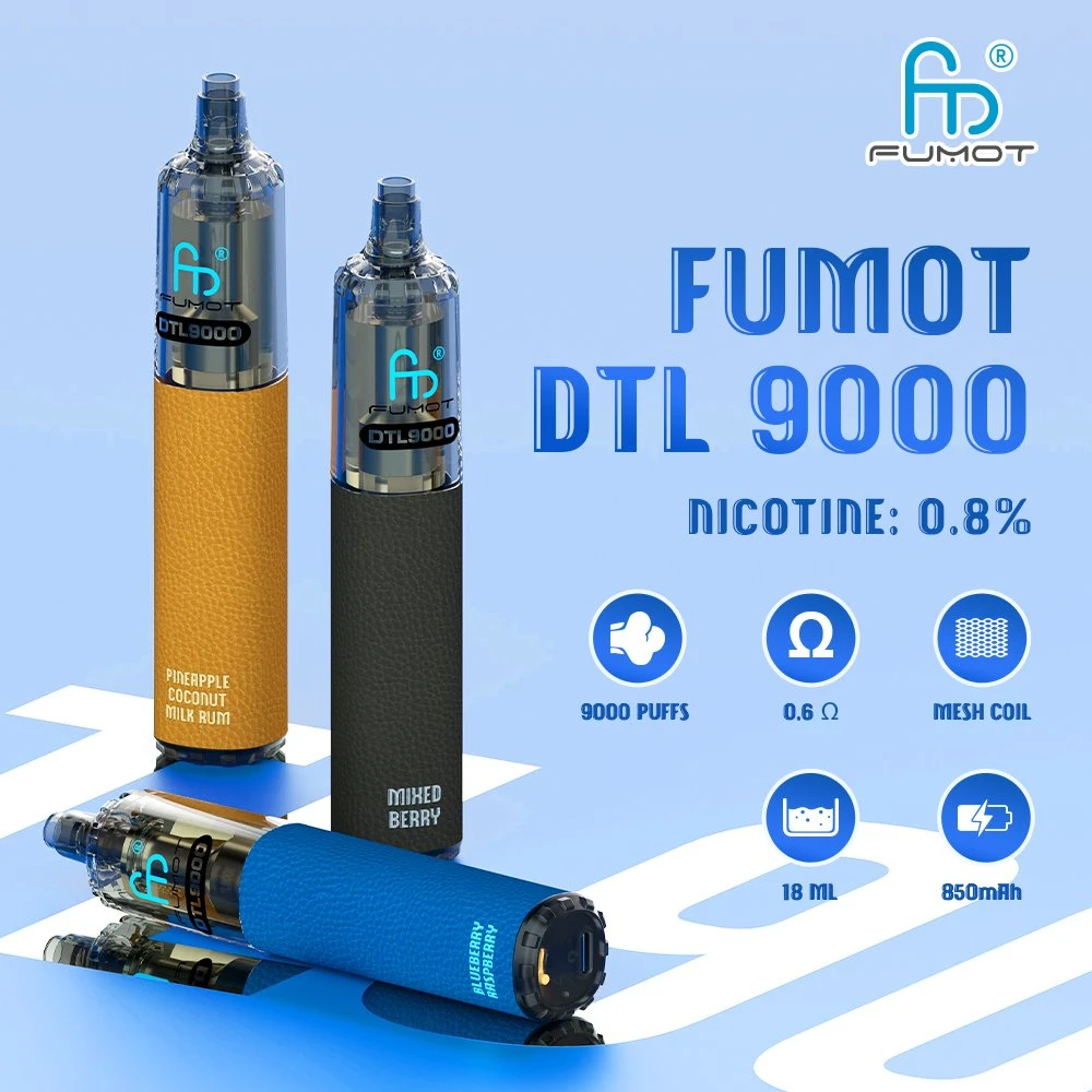 Sensation de confort Main &amp; Smooth directement à la lumière RVB Vaping pulmonaire Randm bouffée Dtl 9000 jetables