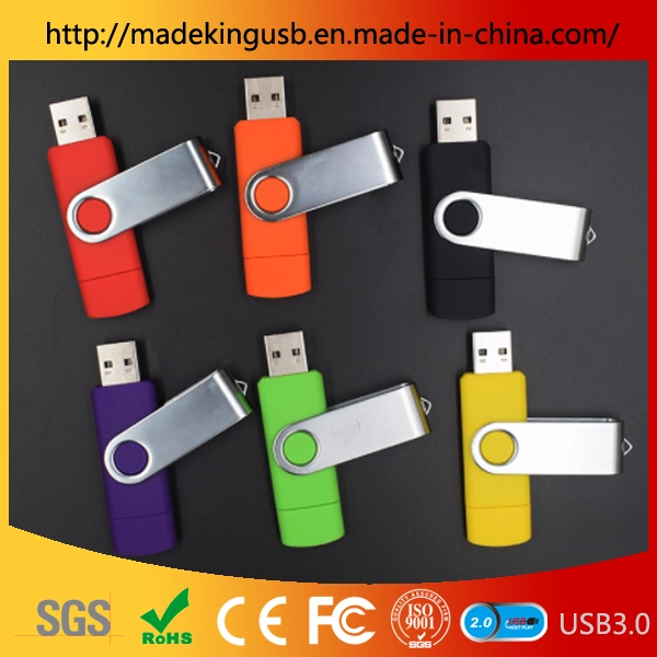 Popular Metal + Plastic Rotating OTG USB Stick /Android Mobile Phone Computer Dual-Use Pen Drive