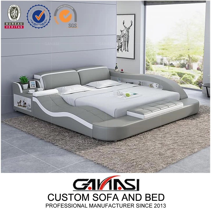 Home Furniture Smart Modern Leather Bed for Bedroom