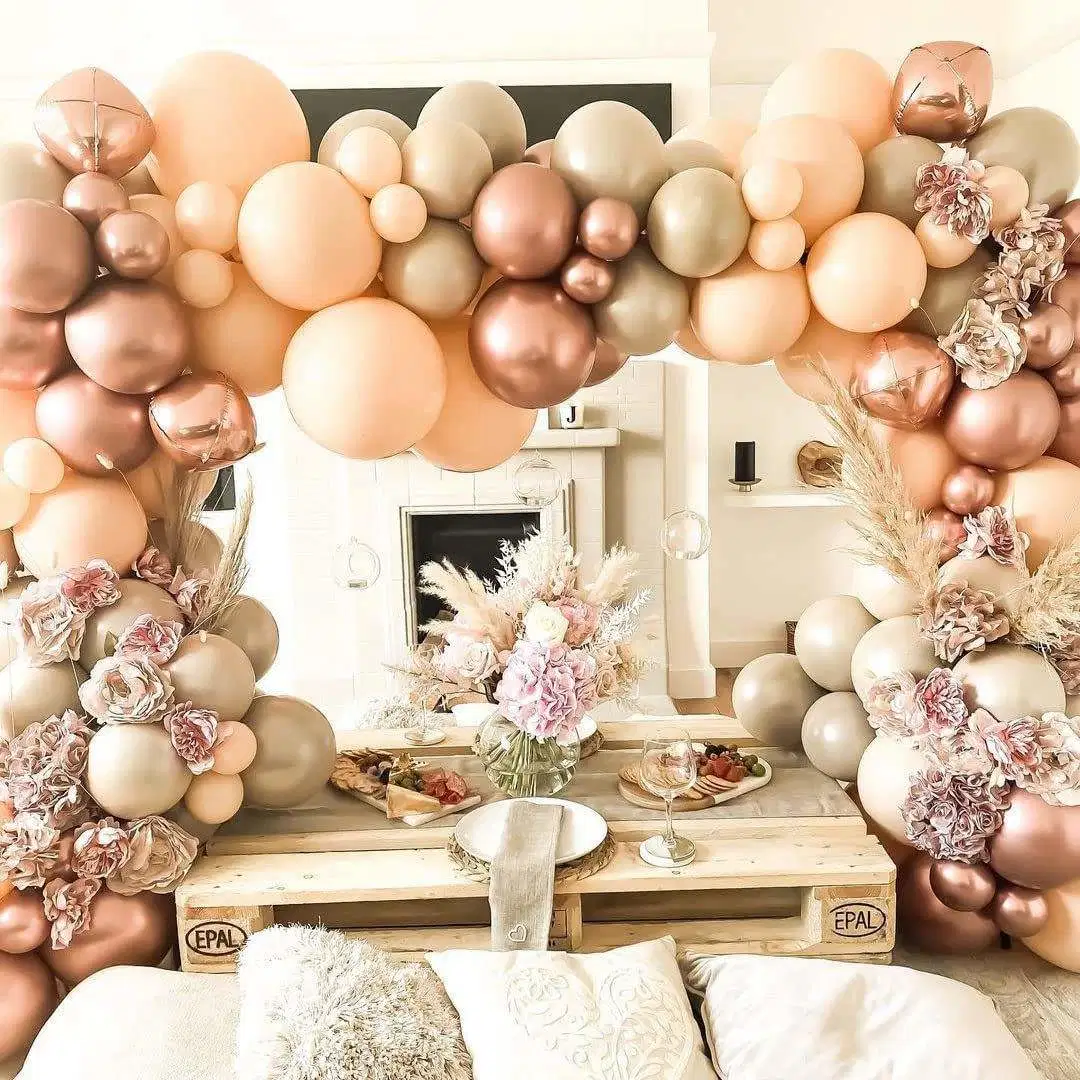 Vintage Blush Ivory Balloon Set Nude Brown Metallic Rose Gold balloon Arch Garland Birthday Wedding Party Latex Balloons