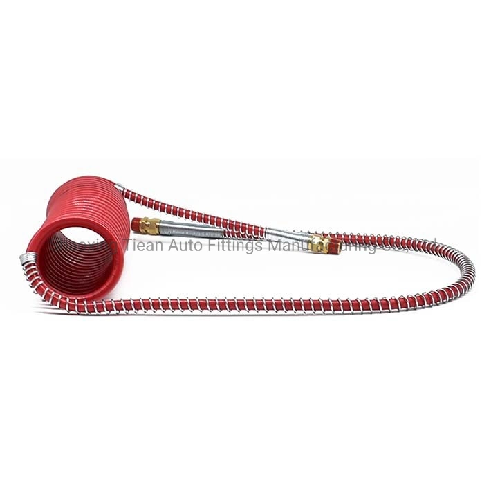 15FT Air Hose Set Assembly Red & Blue, with 48 Inch Leads, Long Tails Double Layer, Nylon Tube, Pneumatic Coils