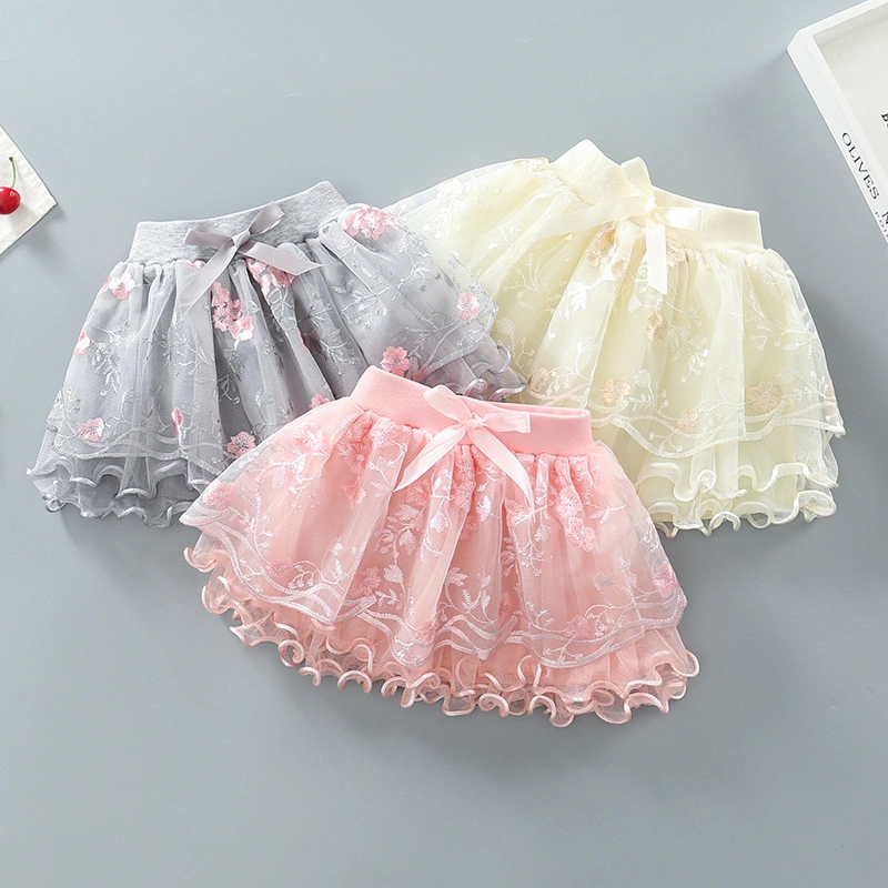 Kids Lace Tutu Skirt Princess Bow Tulle Skirt Little Girls Casual Party Fashion Outfit Esg16560