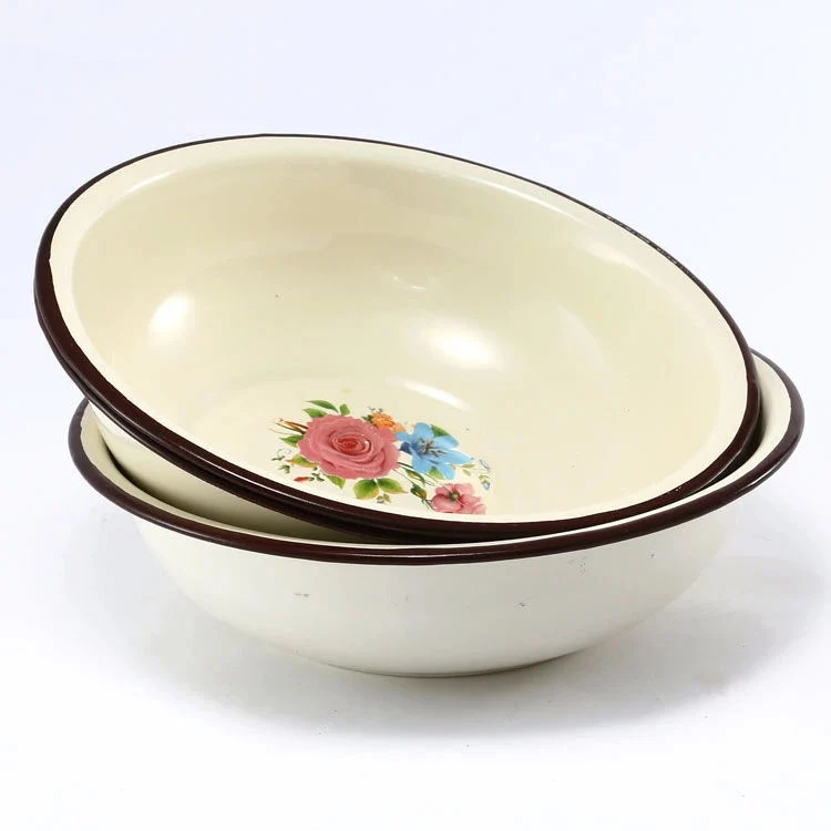 Hot Sale Enamel Coating Wash Basin with Flower for Kitchenware and Cookware