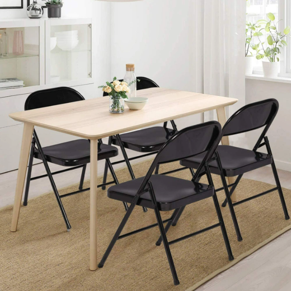 Extérieur bon marché Black Accueil et réunions de bureau tout acier métal Chaise pliante pour les événements