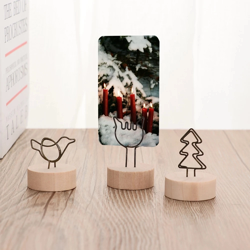 Custom Design Wooden Note Picture Frame Clip Table Number Wedding Photo Holder Photo Clip Memo Name Card Pendant Holder