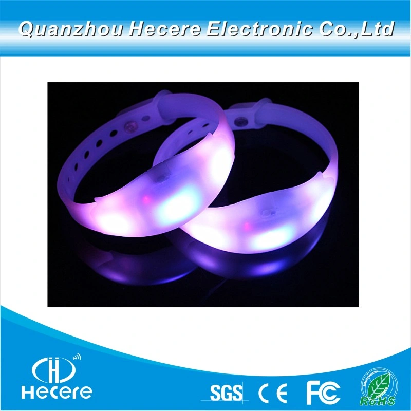 Som de silicone activado bracelete LED personalizados, LED personalizados Pulseira Bangle LED personalizados