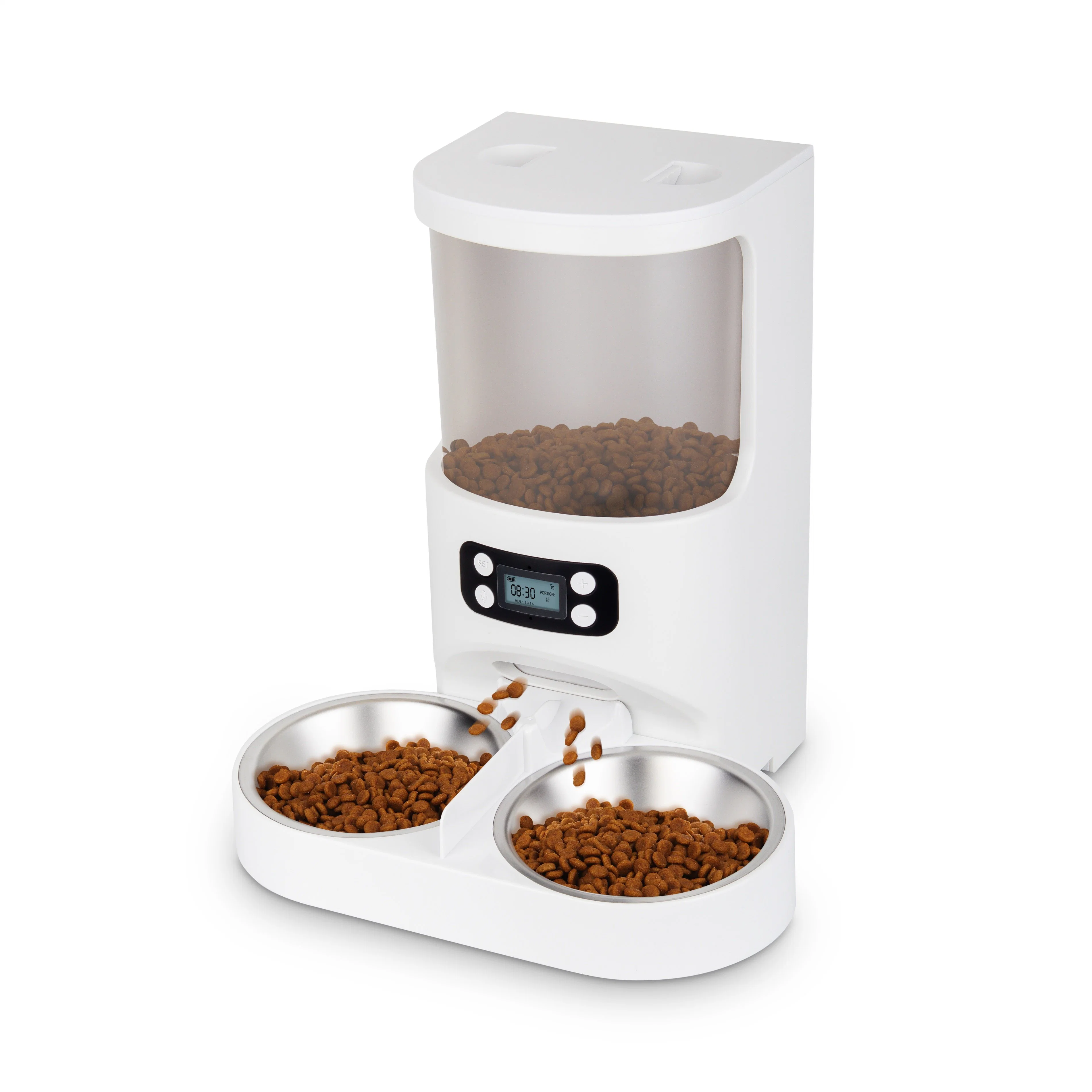 4L Cat&amp;comida para cão Botão de alimentação dupla de controle de vaporização Smart Alimentador Pet