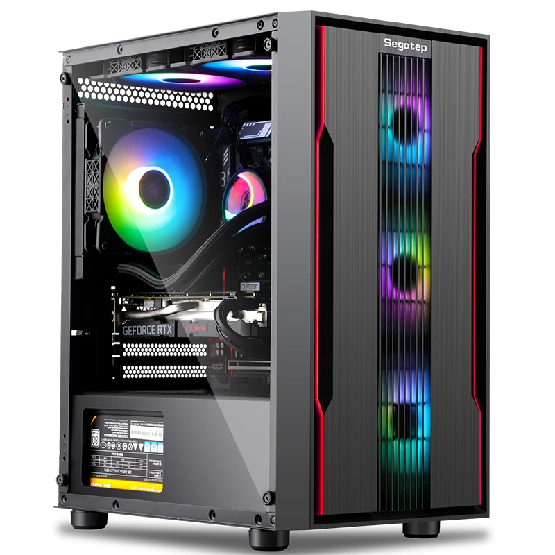 Segotep Prime G Plus Mesh Front Panel for Great Airflow and RGB Lighting Effect, USB3.0*1, USB2.0*2, HD Audio, 8 Fans Position, Gaming Case