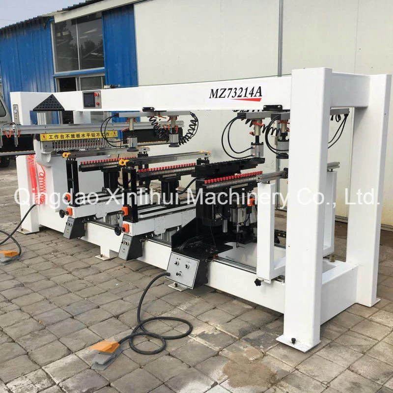 Construction Plywood Manufacturing Six-Row Woodwork Drilling Machine with Pneumatic Turning of The Spindle Row for Aluminum Wood with Double Motors