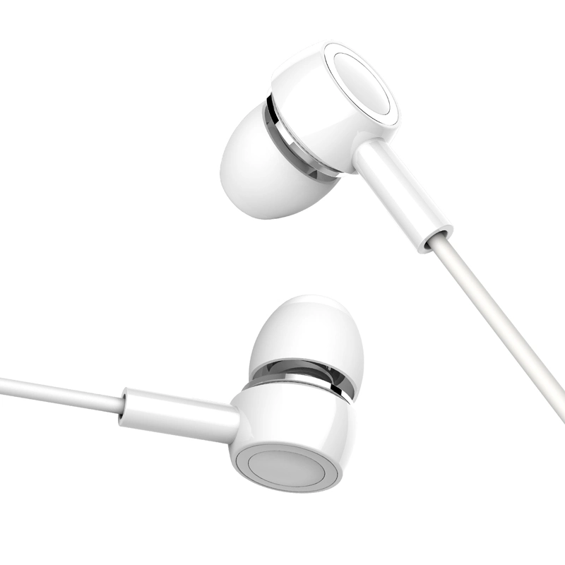 3,5mm kabelgebundene Stereo-in-Ear-Beschichtung kabelgebundene Kopfhörer mit Mikrofon und Line-in Control für iPhone - Weiß