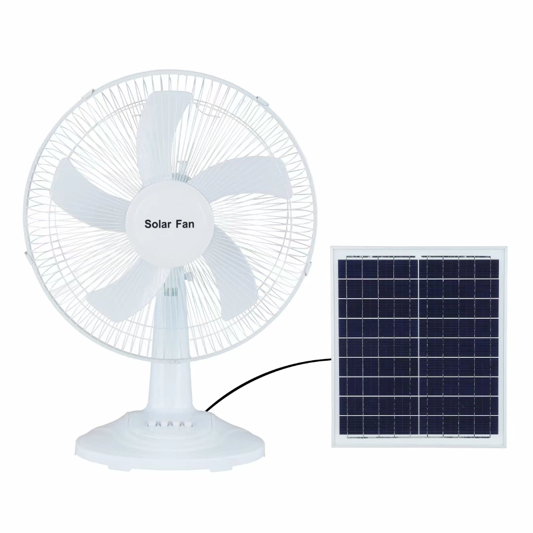 Ventilador de mesa solar recargable de 16" con batería 12V 3 años Garantía